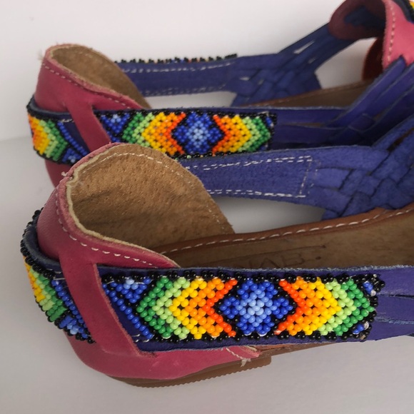 Available now! Mexican Leather Huichol Sandals - Picture 5 of 8